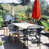 backyard with a patio and table set