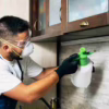 Mr. Mister pest technician spraying mosquito treatment