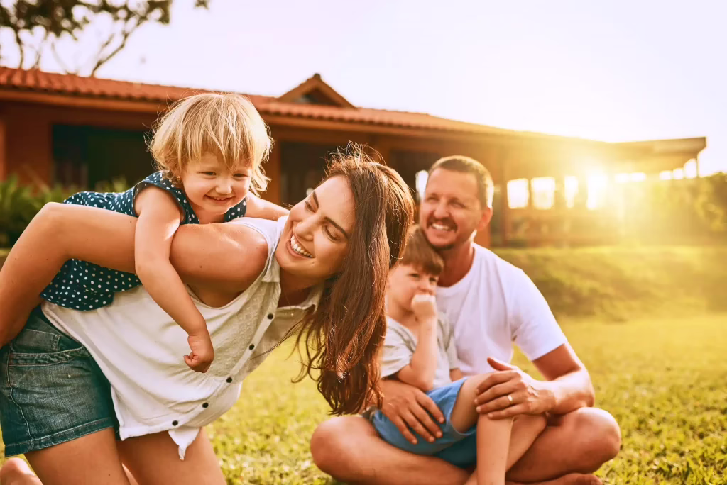 Family enjoying backyard after mosquito control